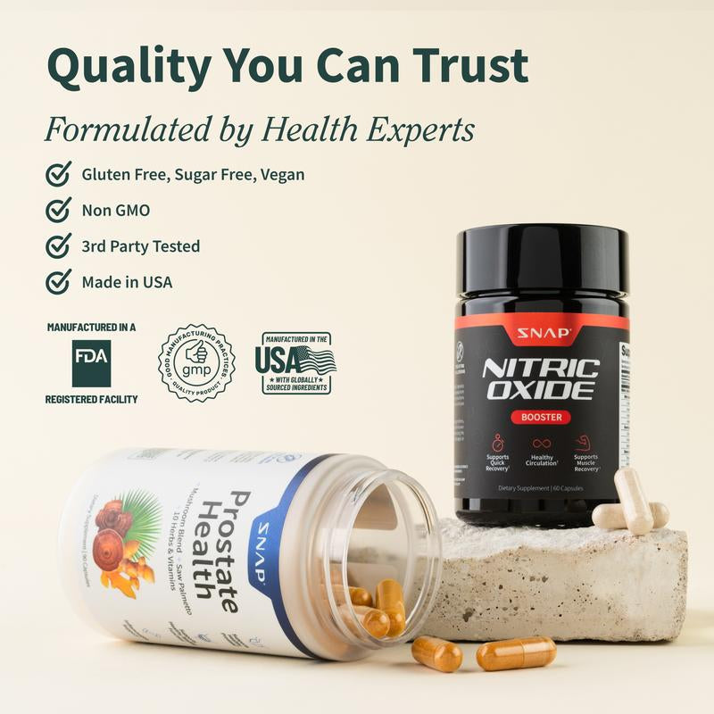 2X Ultimate Men'S Health Bundle - Snap Supplements - Prostate Health + Nitric Oxide Booster - Natural Supplement Capsules - Support Blood Circulation & Prostate Health