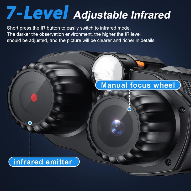 3.0 Inch 4K Night Vision Binoculars with 32GB SD Card, Rechargeable, Digital Electronic Gifts - Hunting Gifts for Men/Dad/Husband - Cool Tech Gadgets for Camping/Boating, 10X, Camera