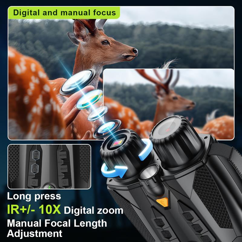 3.0 Inch 4K Night Vision Binoculars with 32GB SD Card, Rechargeable, Digital Electronic Gifts - Hunting Gifts for Men/Dad/Husband - Cool Tech Gadgets for Camping/Boating, 10X, Camera