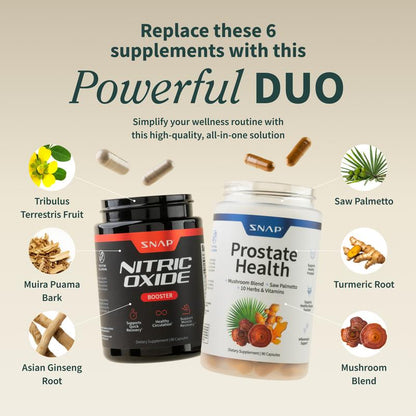 2X Ultimate Men'S Health Bundle - Snap Supplements - Prostate Health + Nitric Oxide Booster - Natural Supplement Capsules - Support Blood Circulation & Prostate Health