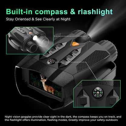 3.0 Inch 4K Night Vision Binoculars with 32GB SD Card, Rechargeable, Digital Electronic Gifts - Hunting Gifts for Men/Dad/Husband - Cool Tech Gadgets for Camping/Boating, 10X, Camera